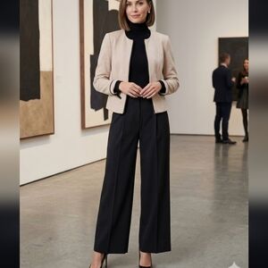 Tailored Cream Blazer - Women's Structured Suit Jacket